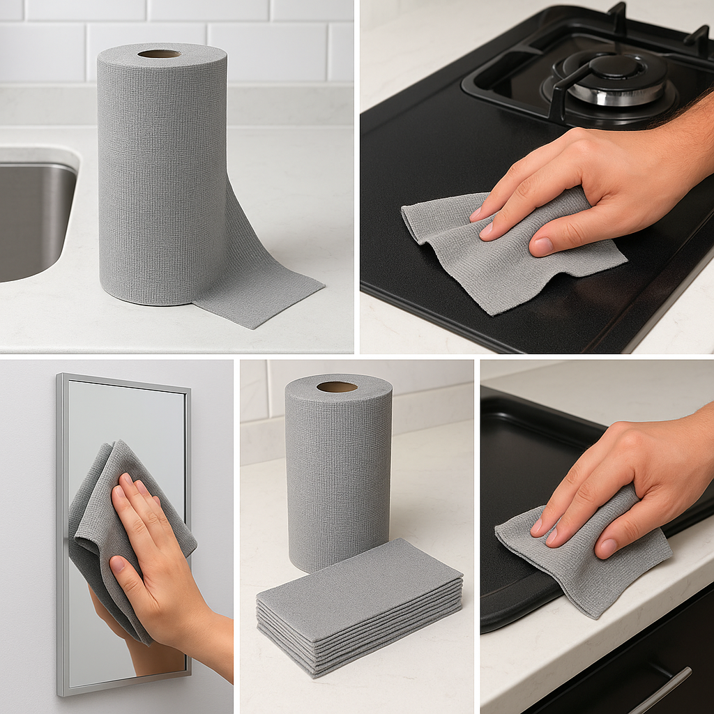 Premium Microfiber Cleaning Cloth Roll – 25x25 cm