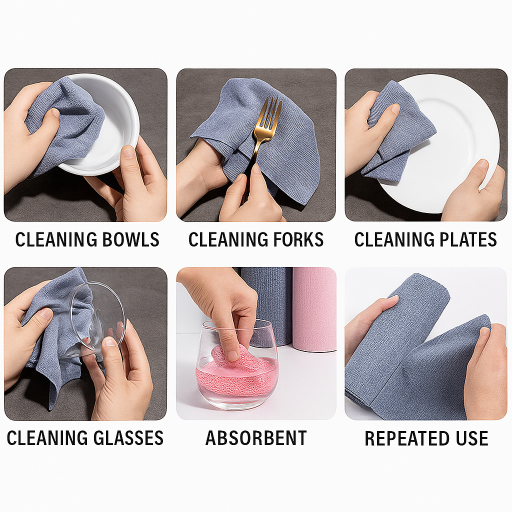 Premium Microfiber Cleaning Cloth Roll – 25x25 cm